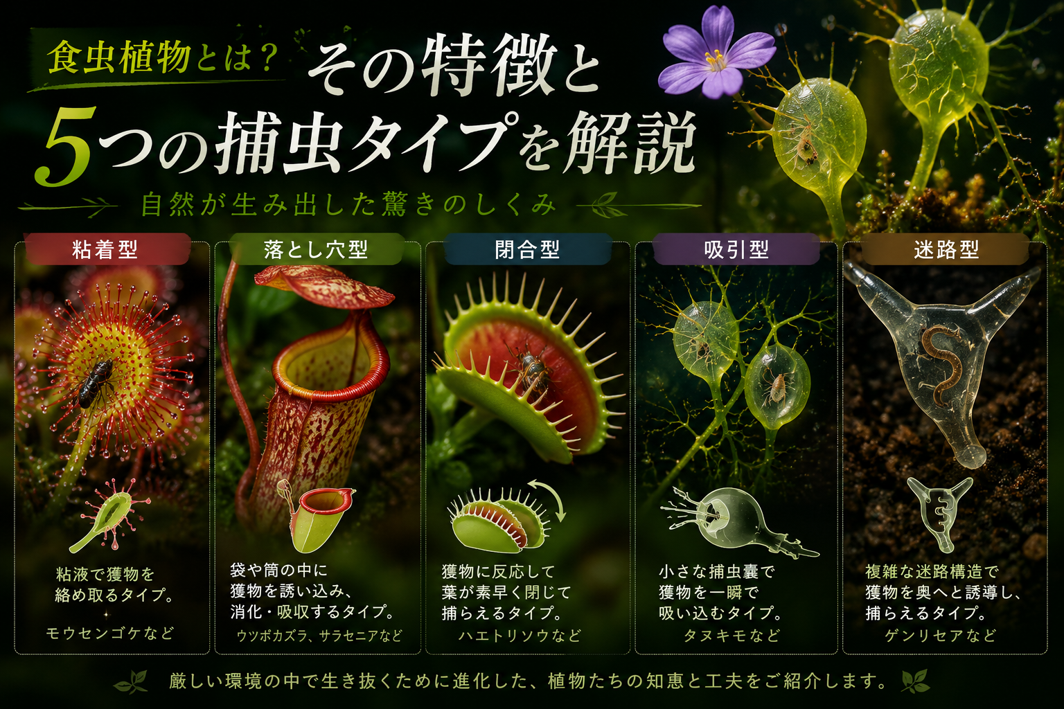 食虫植物とは？その特徴と5つの捕虫タイプをわかりやすく紹介