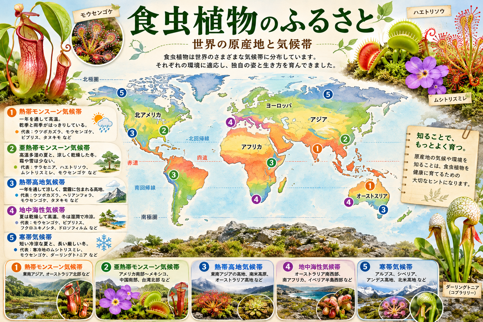 食虫植物のふるさと｜世界の自生地と気候